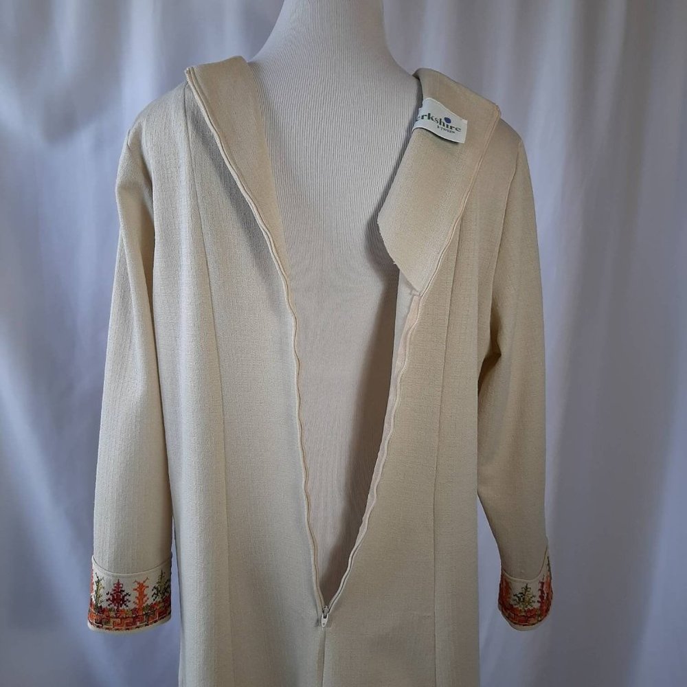Vtg 60s 70s Berkshire B Tween Fall Embroidered Hippy Boho Shift Midi Dress - Picture 6 of 10